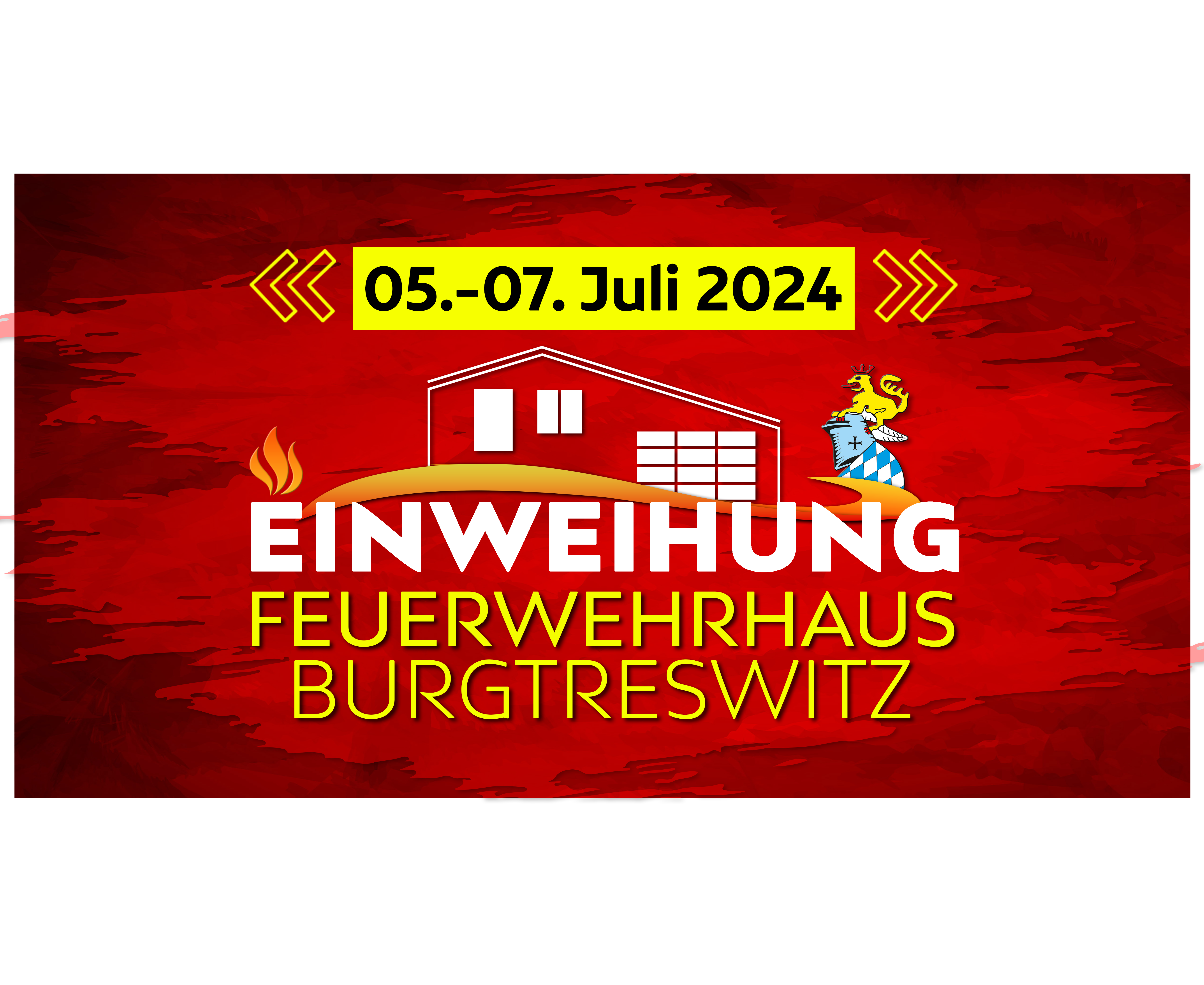 Logo final (mit Burgtreswitz Wappen + Datum) + Hintergrund Rot