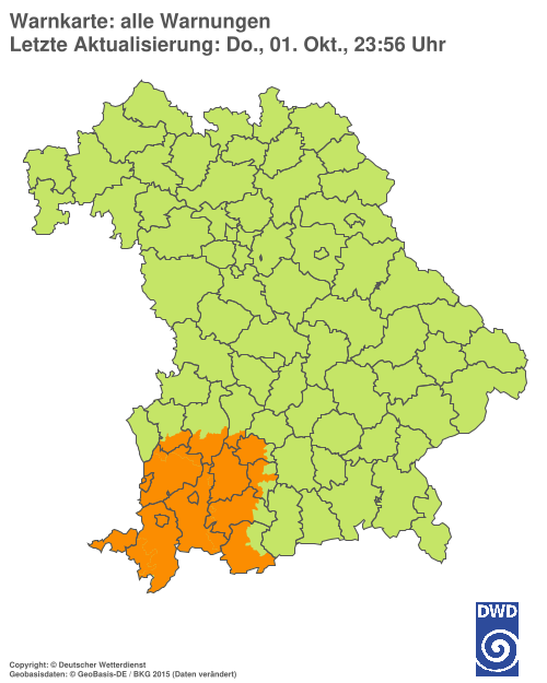 Aktuelle Warnkarte: Bayern