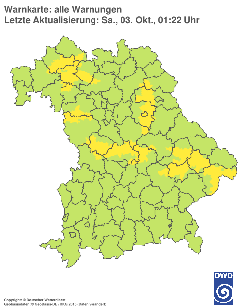 Aktuelle Warnkarte: Bayern