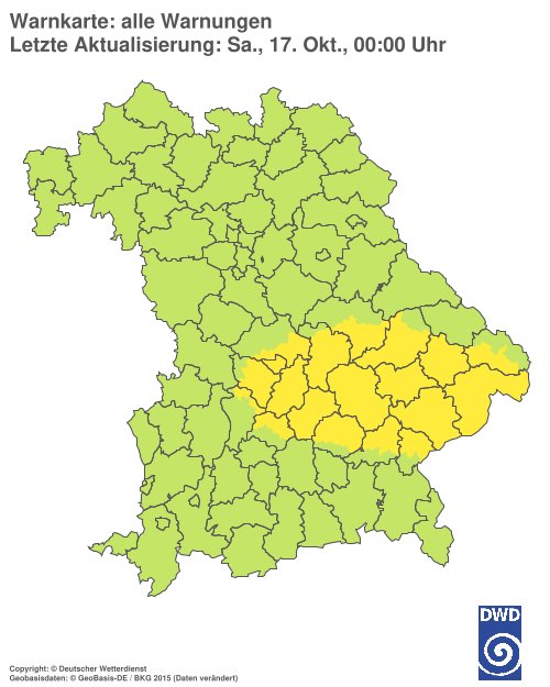 Aktuelle Warnkarte: Bayern